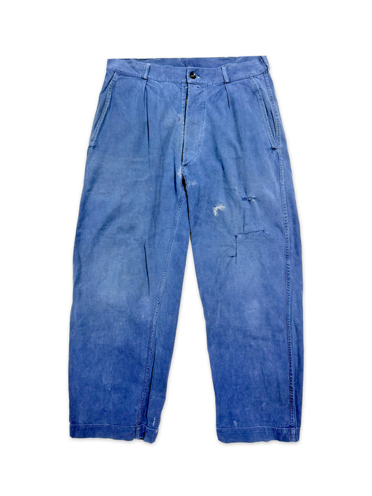 1950s French Cotton Twill Work Trousers [34.6W]