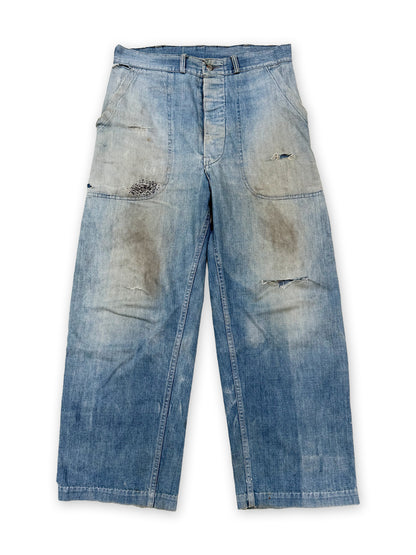 Rare 1940s USN Denim Dungarees [W31.5 L27]