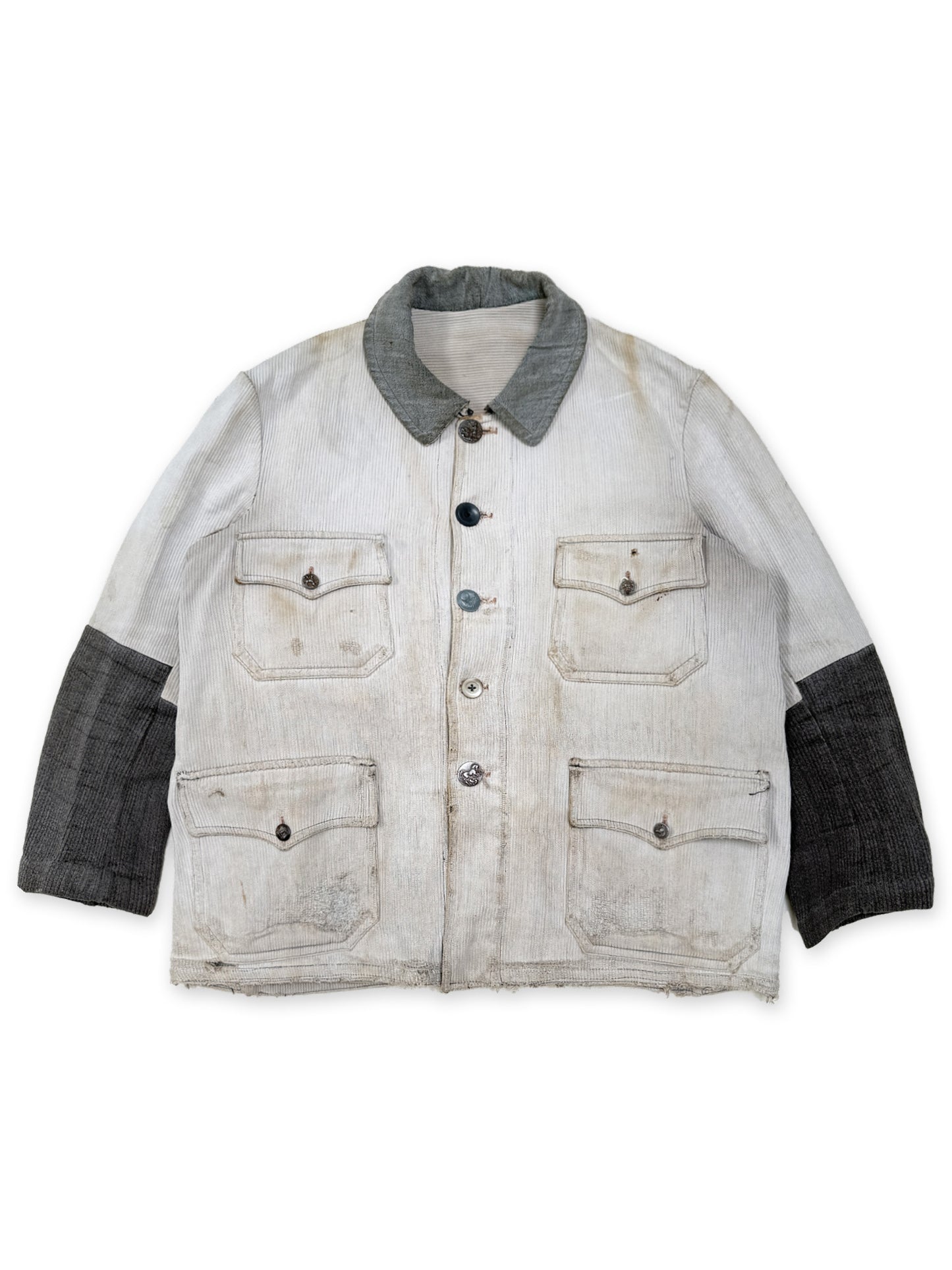 1950s French Salt and Pepper Coutil Clothing Hunting Jacket
