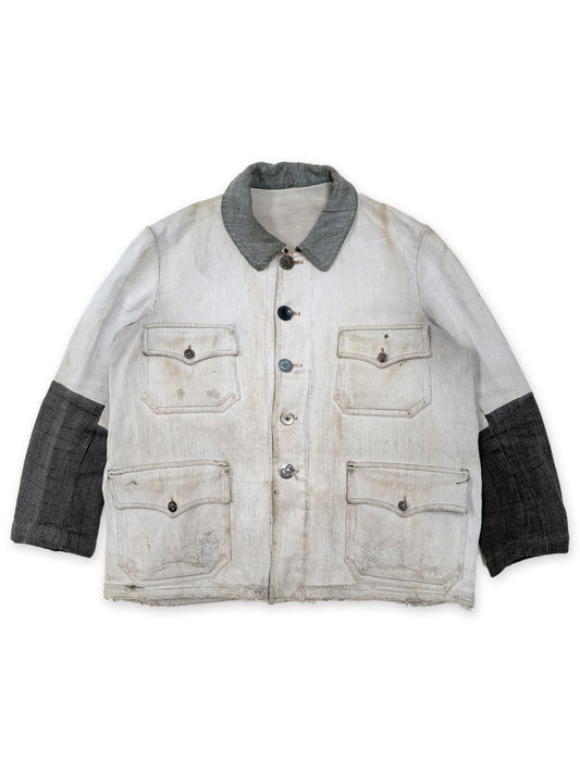 1950s French Salt and Pepper Coutil Clothing Hunting Jacket