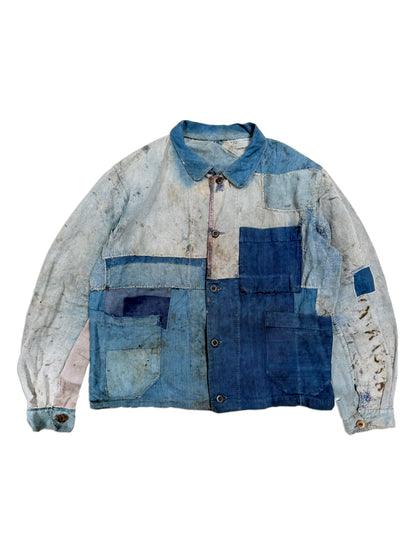 1910s–30s Exceptional Rare French Indigo Patchwork Workwear Jacket
