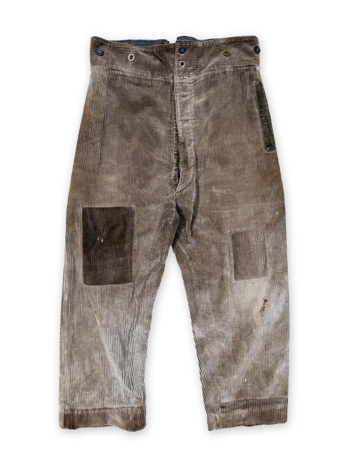 1930s French Light Brown Corduroy Pants [37W]