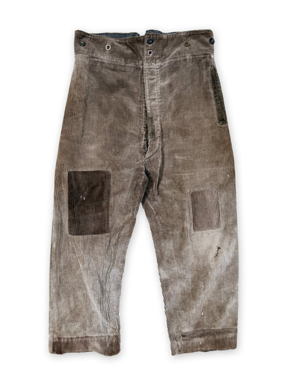 1930s French Light Brown Corduroy Pants [37W]