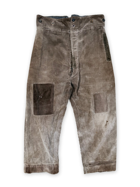 1930s French Light Brown Corduroy Pants [37W]