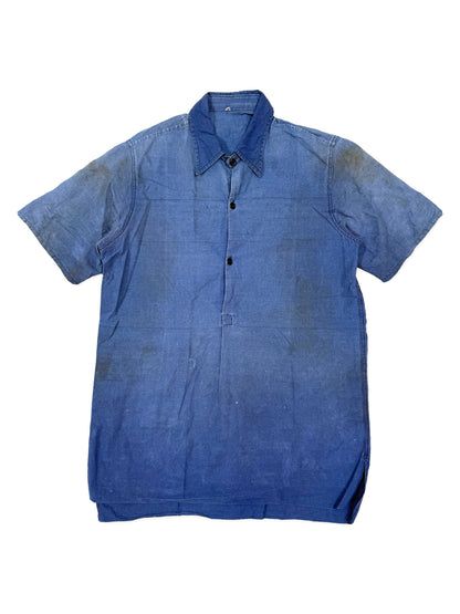 1950s French Indigo Faded Work Shirt