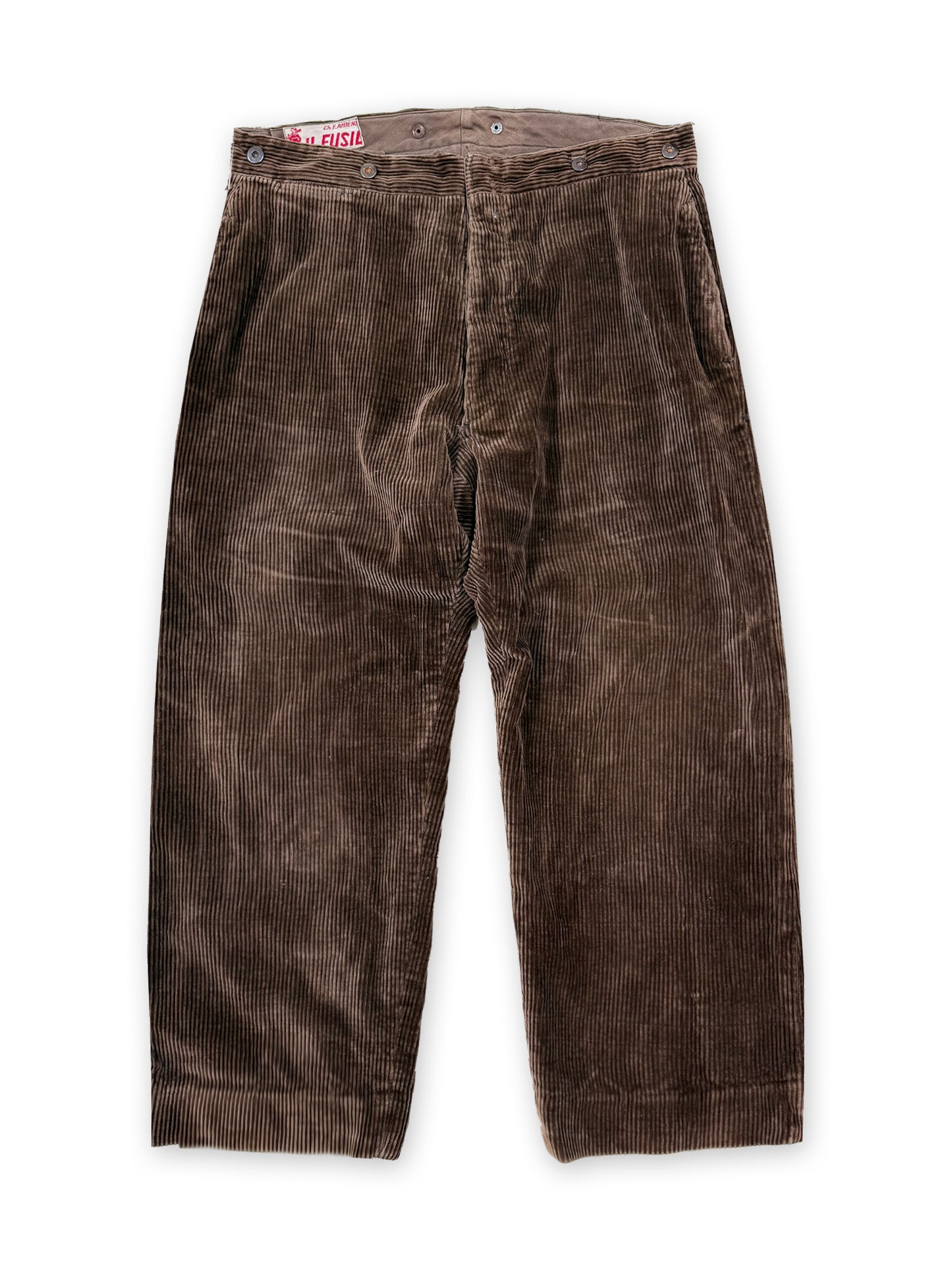 1940s - 1950s Au Fusil French Brown Corduroy Pants [38W]