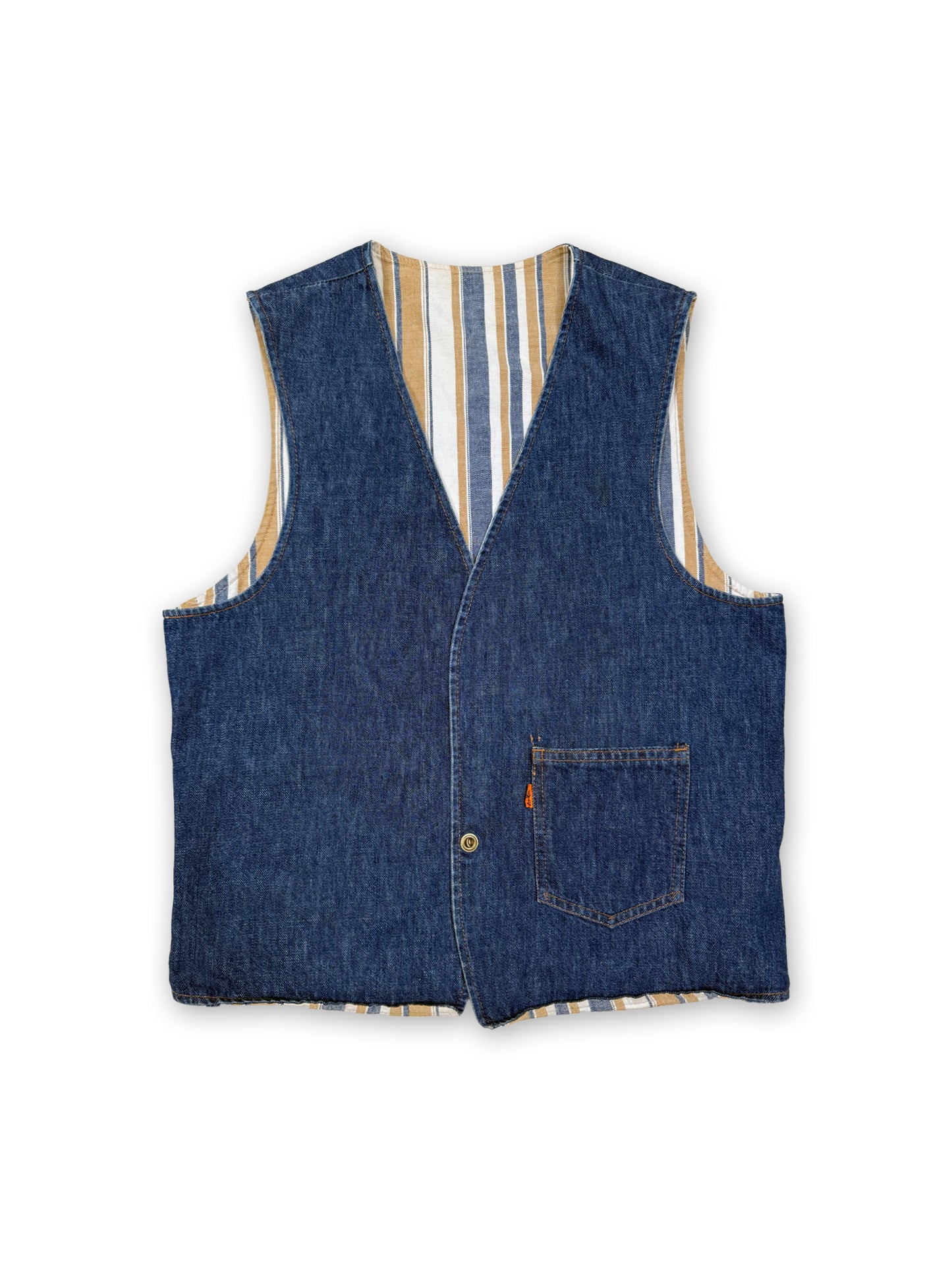 1970s Levi's Big E Orange Tab Reversible Denim Waistcoat