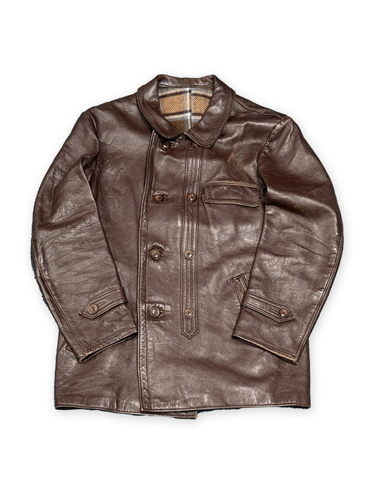 1960s FRENCH GVF LE CORBUSIER BROWN LEATHER JACKET
