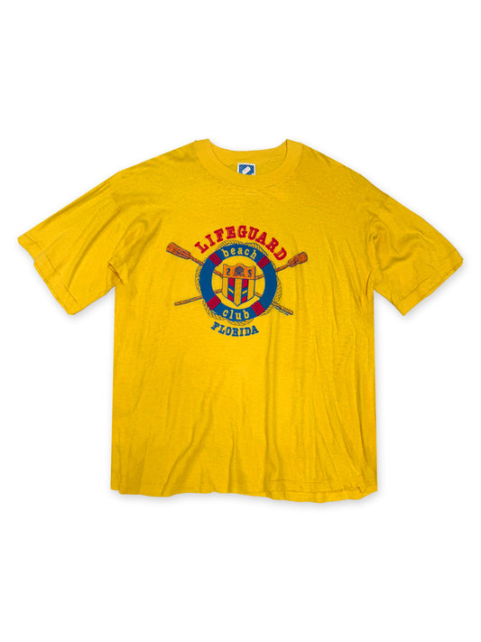 1970s - 1980s Gold Tees USA Lifeguard Beach Club T-Shirt [XL]