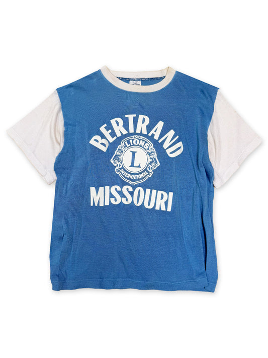 1970s Printwear Bertrand Missouri Lions International Ringer T-Shirt [L]
