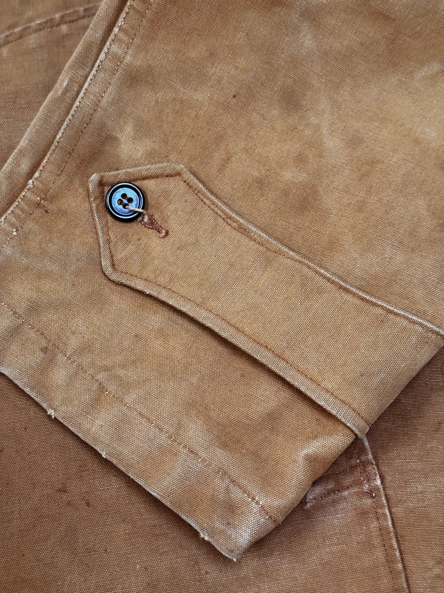 1950s French Brown Canvas Hunting Jacket with Detachable Cape