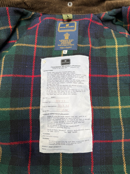 1993 House of Hardy Waxed Wading Jacket with Inflatable Life jacket [XL]