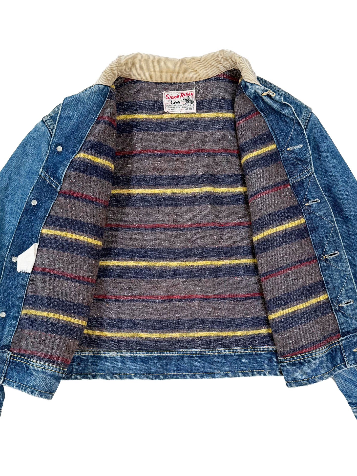 Early 1960s Lee 101-LJ Storm Rider Denim Jacket - Red Liner [42 REG]