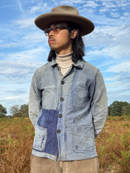 1940s Le Super Fermier French Moleskin V-Pocket Chore Jacket