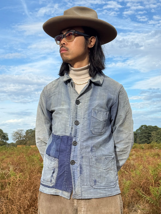 1940s Le Super Fermier French Moleskin V-Pocket Chore Jacket