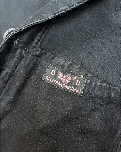 1930s Rare French Black Moleskin 6-Button Chore Jacket